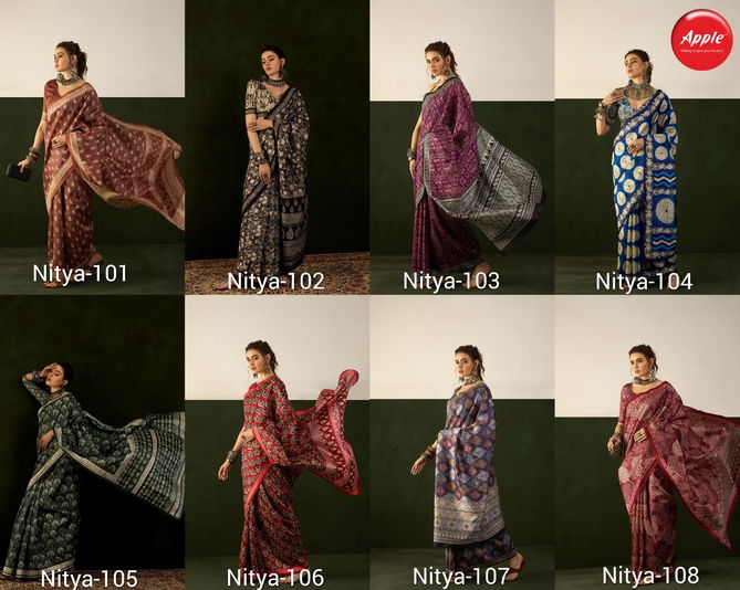 Nitya Silk 12 By Apple Daily Wear Printed Bhagalpuri Silk Sarees Wholesale Price In Sarees
